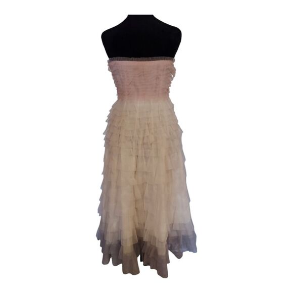 Modcloth x Traffic People NWT Strapless Tiered Tulle Ombré Midi Dress Size L - Picture 4 of 8
